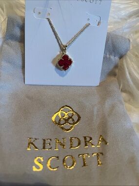 Kendra Scott Red Floral Enamel Pendant Necklace